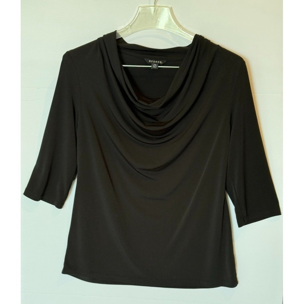 Women's Black 3/4 Sleeve Dressy Blouse Cowl Neck Size Medium 8/10